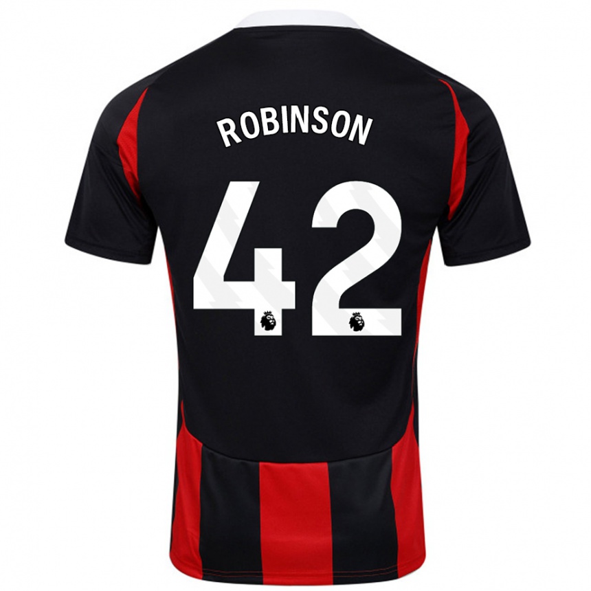 Gyermek Labdarúgás Charlie Robinson #42 Fekete Piros Idegenbeli Jersey 2024/25 Mez Póló Ing