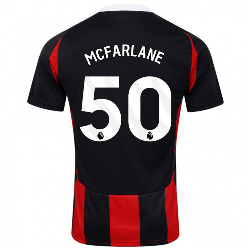 Gyermek Labdarúgás Callum Mcfarlane #50 Fekete Piros Idegenbeli Jersey 2024/25 Mez Póló Ing