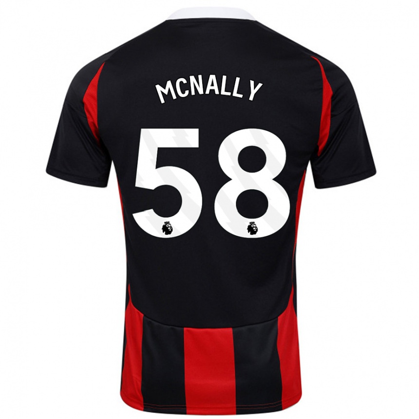 Gyermek Labdarúgás Alfie Mcnally #58 Fekete Piros Idegenbeli Jersey 2024/25 Mez Póló Ing