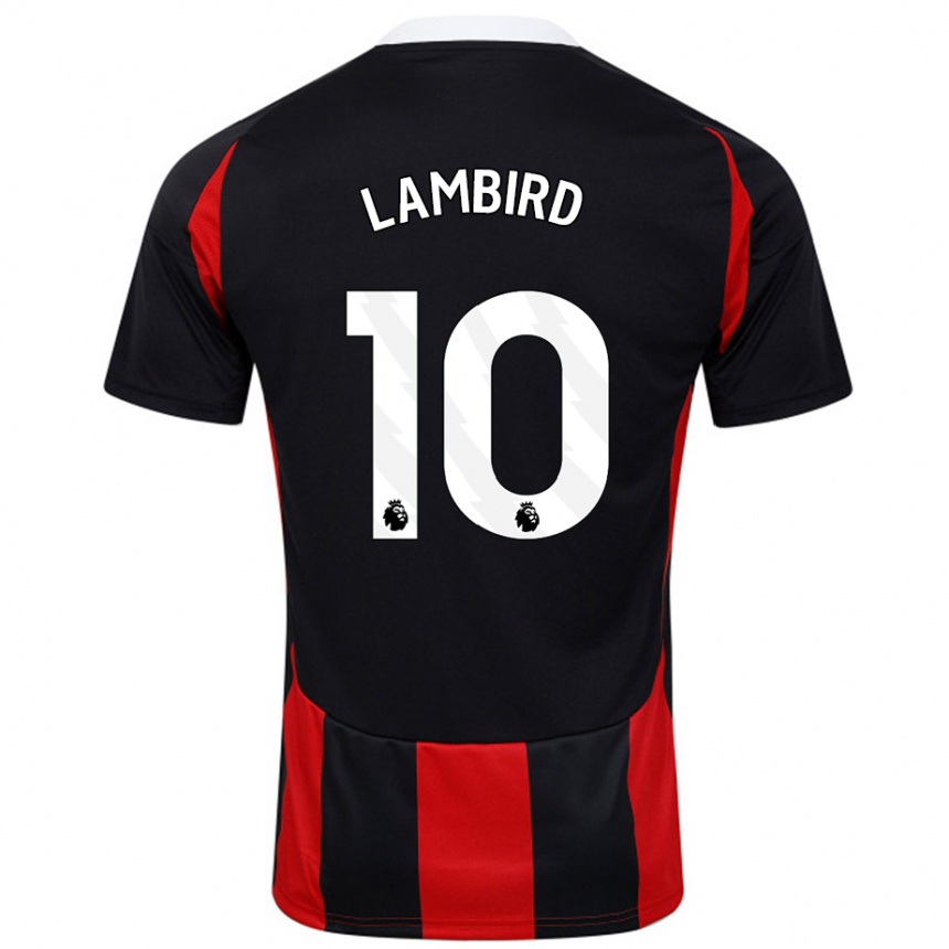 Gyermek Labdarúgás Lilly Lambird #10 Fekete Piros Idegenbeli Jersey 2024/25 Mez Póló Ing