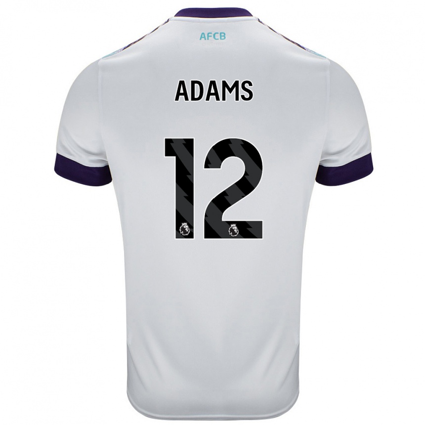 Gyermek Labdarúgás Tyler Adams #12 Fehér Zöld Lila Idegenbeli Jersey 2024/25 Mez Póló Ing