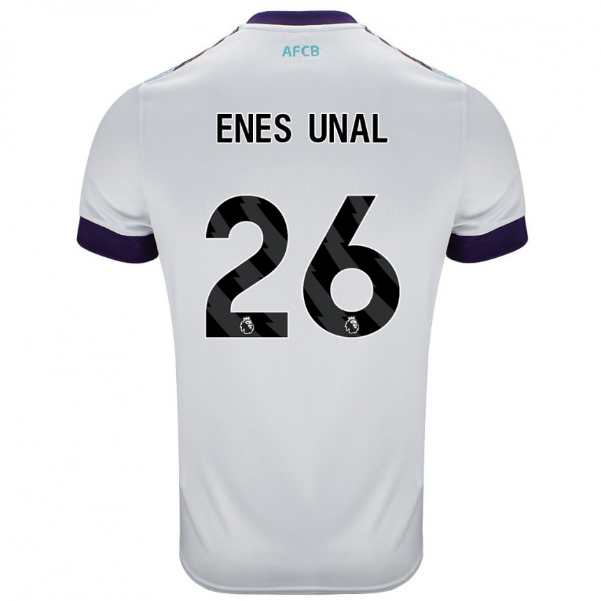 Gyermek Labdarúgás Enes Ünal #26 Fehér Zöld Lila Idegenbeli Jersey 2024/25 Mez Póló Ing