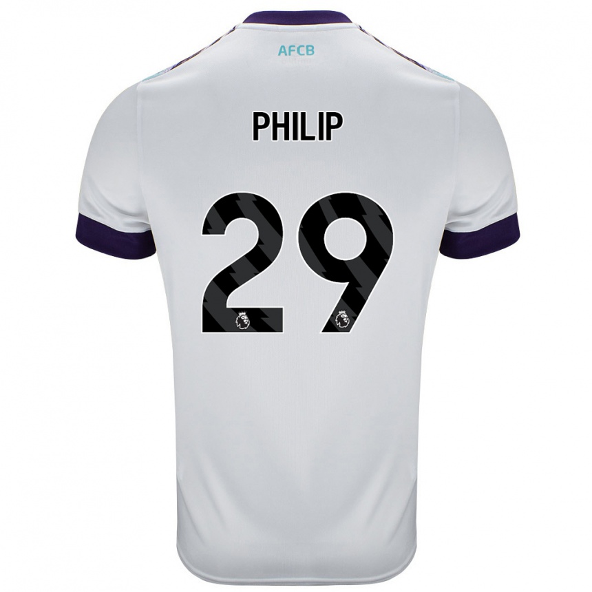 Gyermek Labdarúgás Philip Billing #29 Fehér Zöld Lila Idegenbeli Jersey 2024/25 Mez Póló Ing