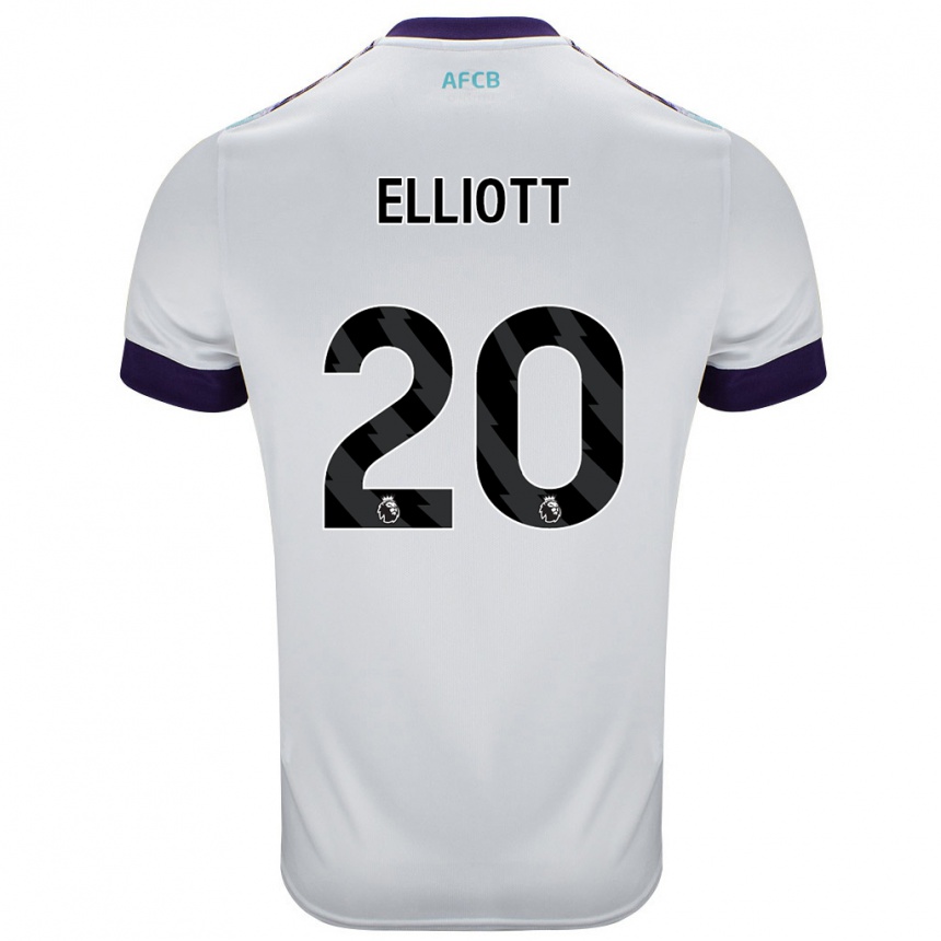 Gyermek Labdarúgás Kaitlyn Elliott #20 Fehér Zöld Lila Idegenbeli Jersey 2024/25 Mez Póló Ing