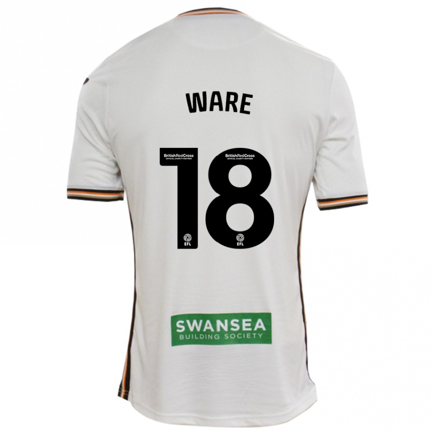 Férfi Labdarúgás Phoebe Ware #18 Fehér Hazai Jersey 2024/25 Mez Póló Ing