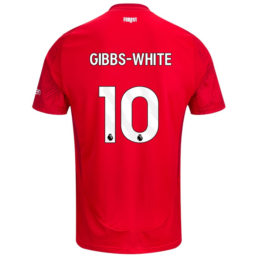 Férfi Labdarúgás Morgan Gibbs-White #10 Piros Fehér Hazai Jersey 2024/25 Mez Póló Ing