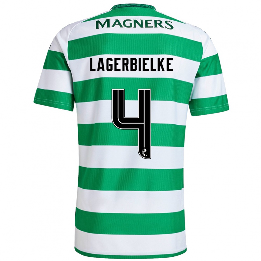 Férfi Labdarúgás Gustaf Lagerbielke #4 Zöld Fehér Hazai Jersey 2024/25 Mez Póló Ing