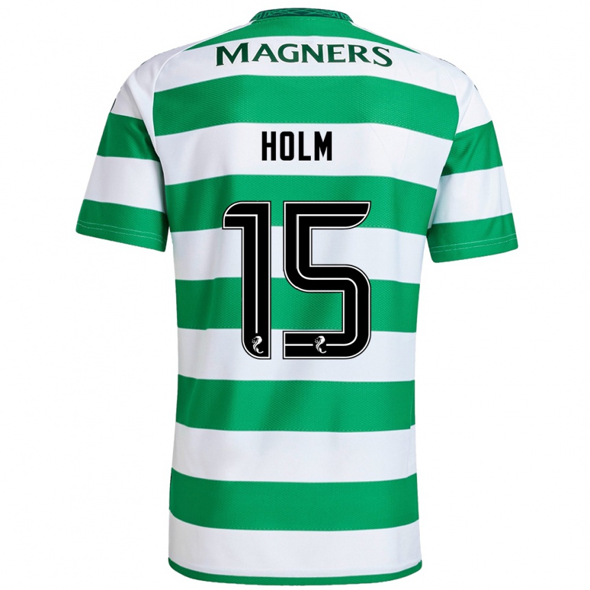 Férfi Labdarúgás Odin Thiago Holm #15 Zöld Fehér Hazai Jersey 2024/25 Mez Póló Ing