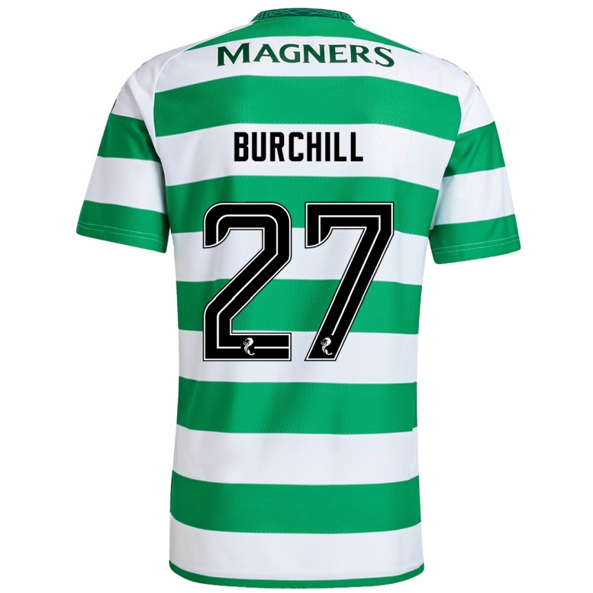 Férfi Labdarúgás Tiree Burchill #27 Zöld Fehér Hazai Jersey 2024/25 Mez Póló Ing