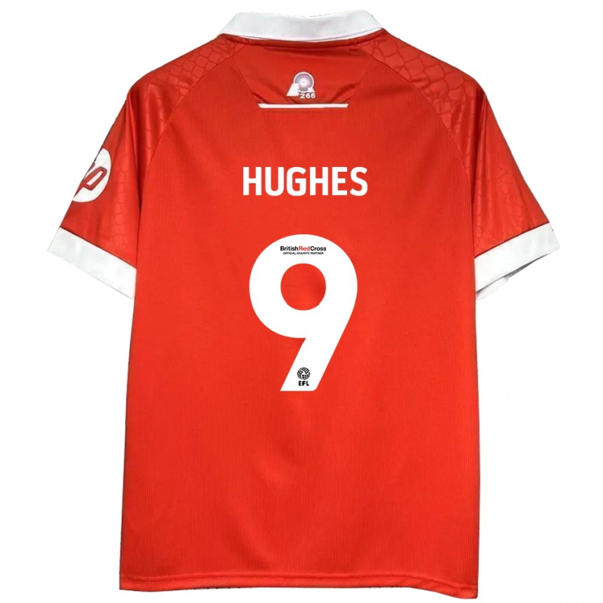 Férfi Labdarúgás Rosie Hughes #9 Piros Fehér Hazai Jersey 2024/25 Mez Póló Ing