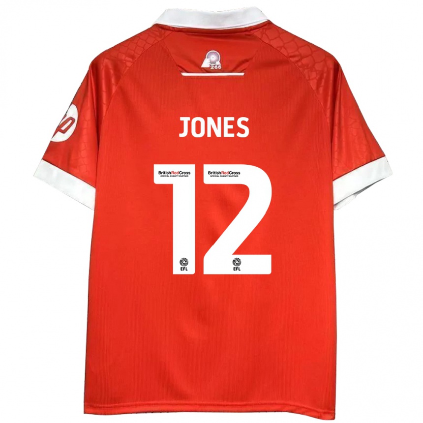 Férfi Labdarúgás Carra Jones #12 Piros Fehér Hazai Jersey 2024/25 Mez Póló Ing