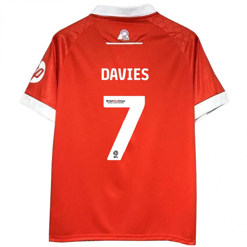 Férfi Labdarúgás Jordan Davies #7 Piros Fehér Hazai Jersey 2024/25 Mez Póló Ing