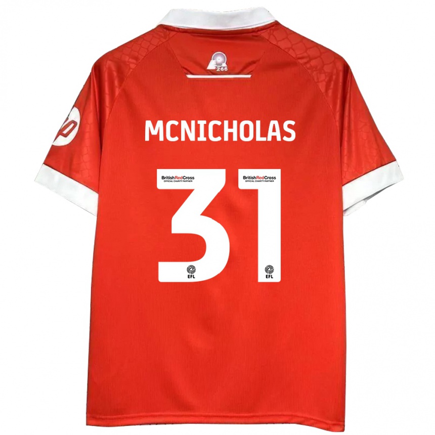 Férfi Labdarúgás Luke Mcnicholas #31 Piros Fehér Hazai Jersey 2024/25 Mez Póló Ing