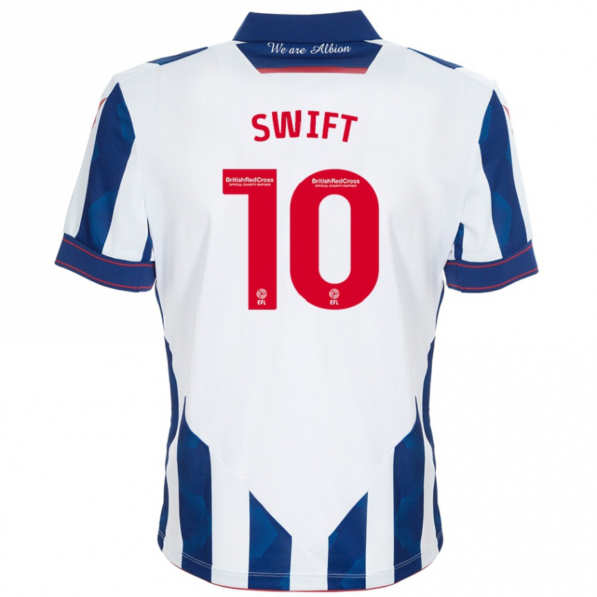 Férfi Labdarúgás John Swift #10 Fehér Sötétkék Hazai Jersey 2024/25 Mez Póló Ing