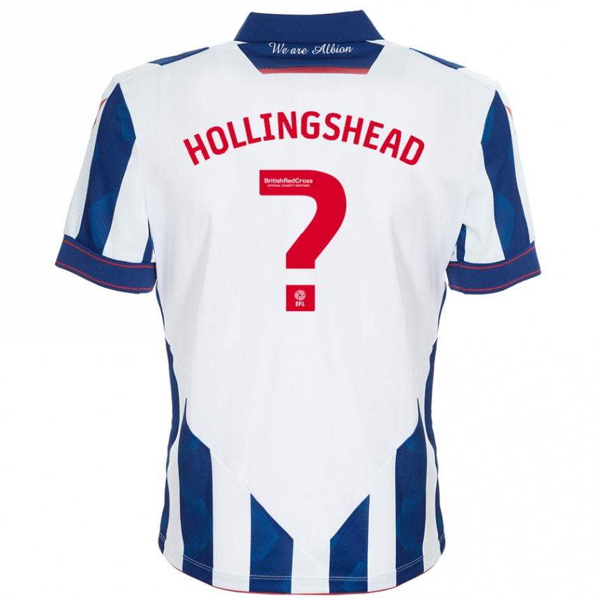 Férfi Labdarúgás Ronnie Hollingshead #0 Fehér Sötétkék Hazai Jersey 2024/25 Mez Póló Ing