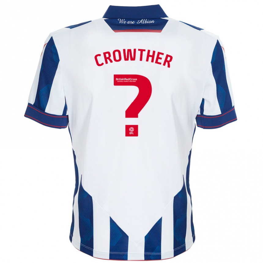 Férfi Labdarúgás Matthew Crowther #0 Fehér Sötétkék Hazai Jersey 2024/25 Mez Póló Ing