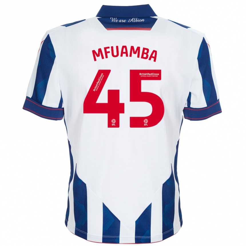 Férfi Labdarúgás Kevin Mfuamba #45 Fehér Sötétkék Hazai Jersey 2024/25 Mez Póló Ing