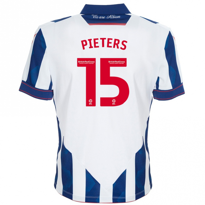 Férfi Labdarúgás Erik Pieters #15 Fehér Sötétkék Hazai Jersey 2024/25 Mez Póló Ing