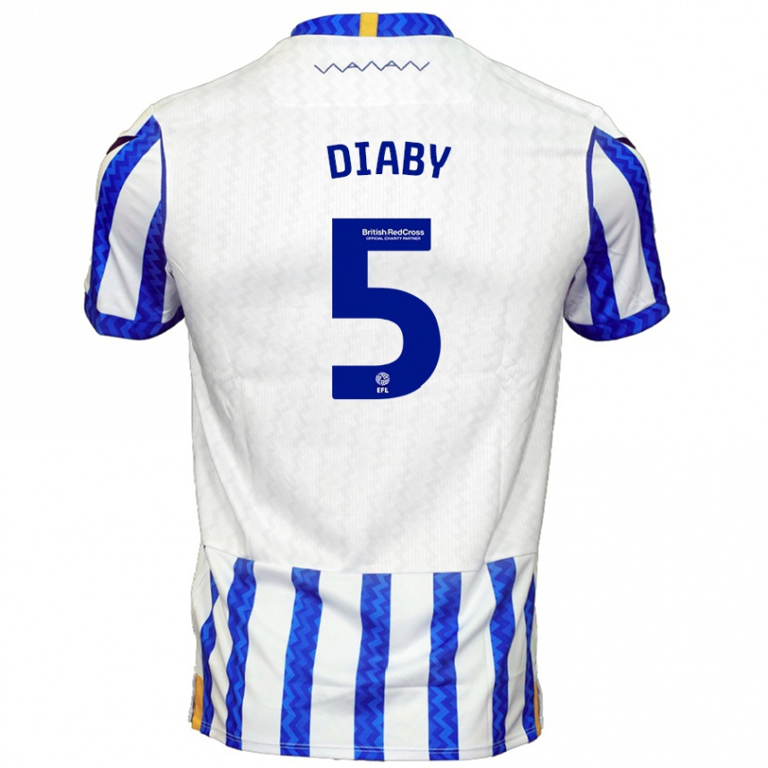 Férfi Labdarúgás Bambo Diaby #5 Kék Fehér Hazai Jersey 2024/25 Mez Póló Ing