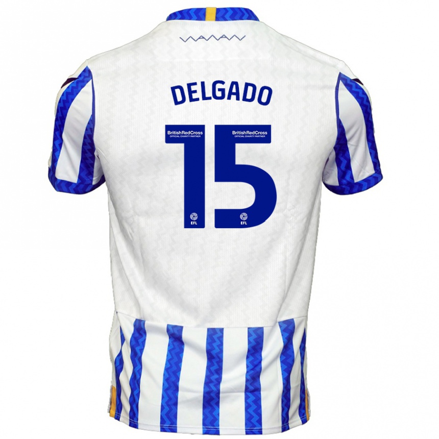 Férfi Labdarúgás Juan Delgado #15 Kék Fehér Hazai Jersey 2024/25 Mez Póló Ing