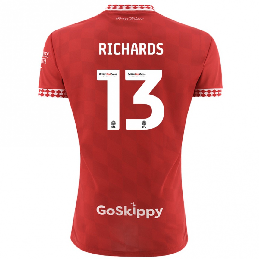 Férfi Labdarúgás Harvey Wiles-Richards #13 Piros Hazai Jersey 2024/25 Mez Póló Ing