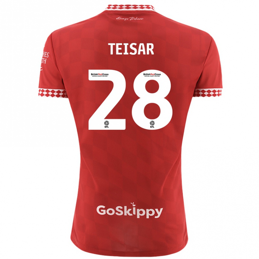 Férfi Labdarúgás Tianna Teisar #28 Piros Hazai Jersey 2024/25 Mez Póló Ing