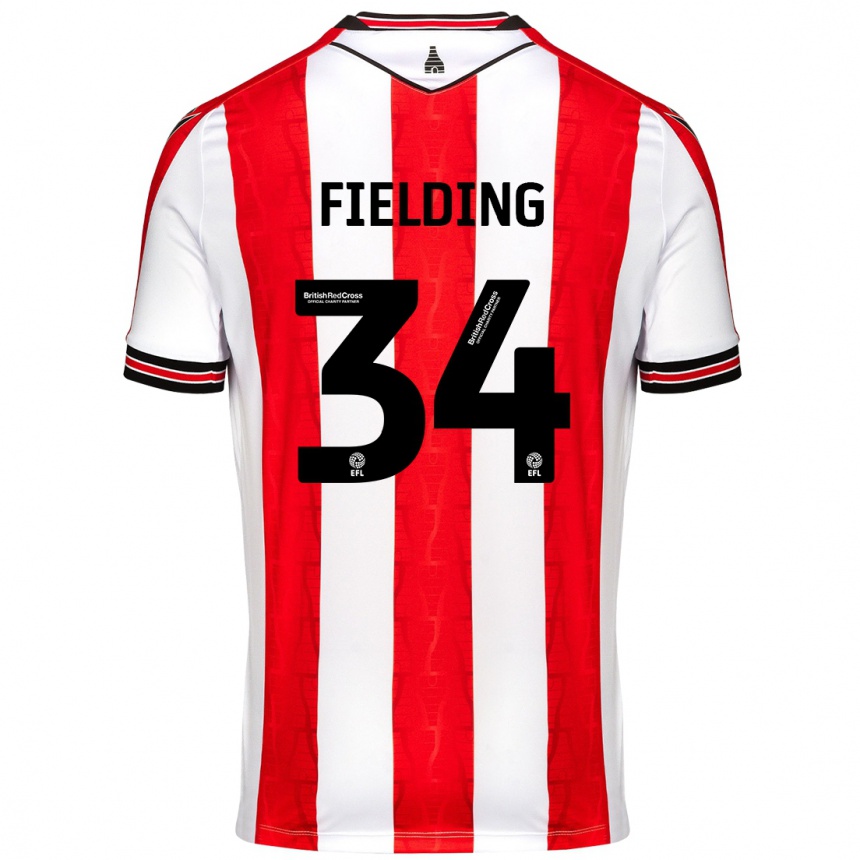 Férfi Labdarúgás Frank Fielding #34 Piros Fehér Hazai Jersey 2024/25 Mez Póló Ing