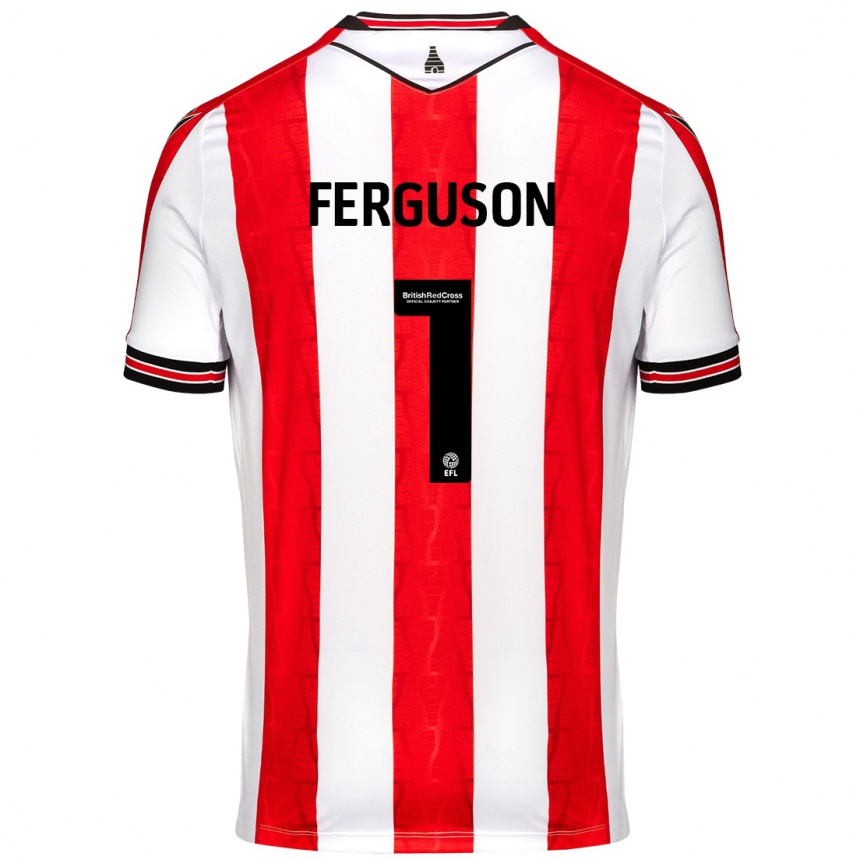 Férfi Labdarúgás Georgie Ferguson #1 Piros Fehér Hazai Jersey 2024/25 Mez Póló Ing