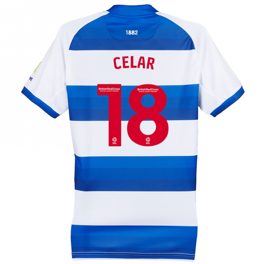 Férfi Labdarúgás Zan Celar #18 Fehér Kék Hazai Jersey 2024/25 Mez Póló Ing