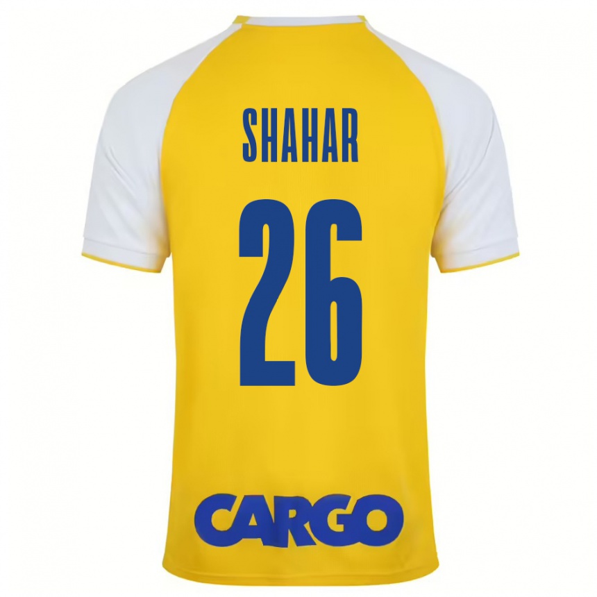 Férfi Labdarúgás Ido Shahar #26 Sárga Fehér Hazai Jersey 2024/25 Mez Póló Ing