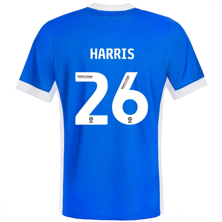 Férfi Labdarúgás Luke Harris #26 Kék Fehér Hazai Jersey 2024/25 Mez Póló Ing