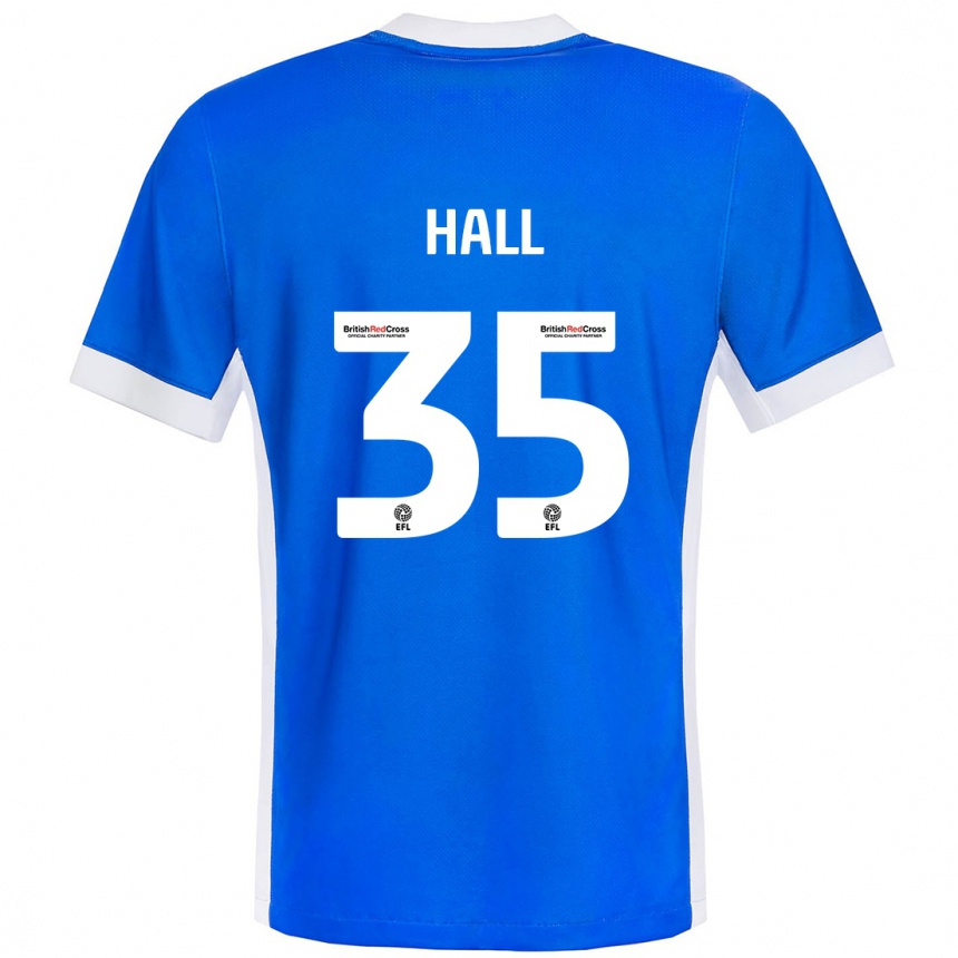 Férfi Labdarúgás George Hall #35 Kék Fehér Hazai Jersey 2024/25 Mez Póló Ing