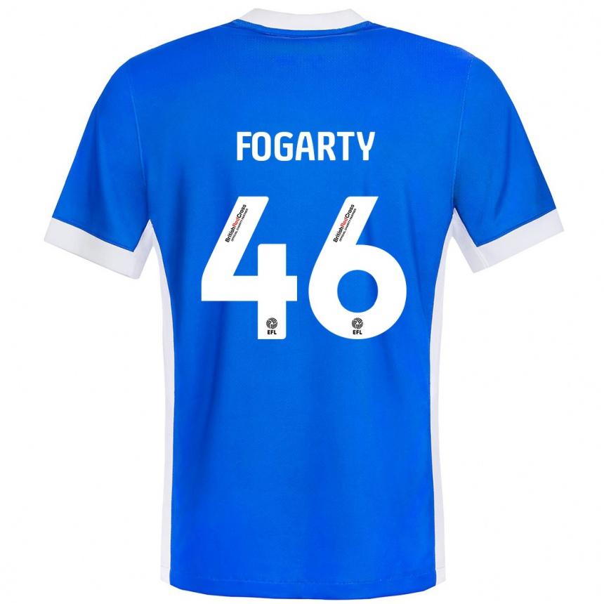 Férfi Labdarúgás Tom Fogarty #46 Kék Fehér Hazai Jersey 2024/25 Mez Póló Ing