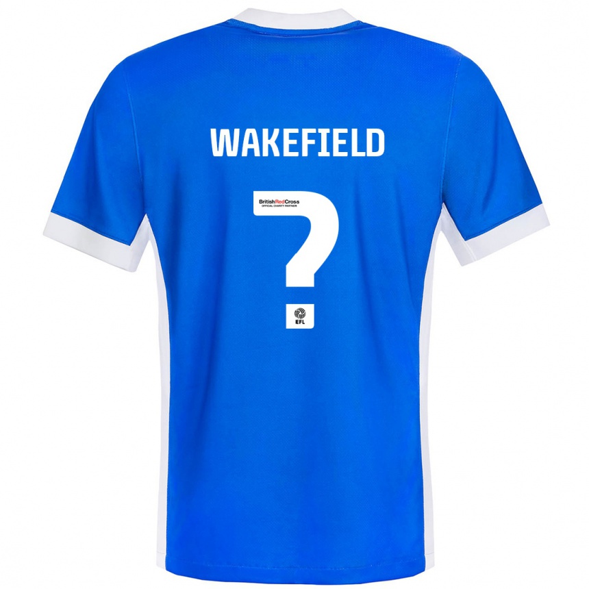 Férfi Labdarúgás Kieran Wakefield #0 Kék Fehér Hazai Jersey 2024/25 Mez Póló Ing