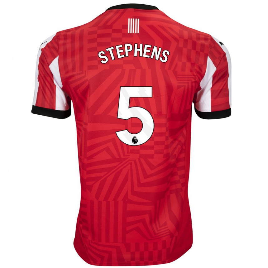 Férfi Labdarúgás Jack Stephens #5 Piros Fehér Hazai Jersey 2024/25 Mez Póló Ing