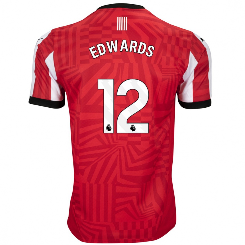 Férfi Labdarúgás Ronnie Edwards #12 Piros Fehér Hazai Jersey 2024/25 Mez Póló Ing