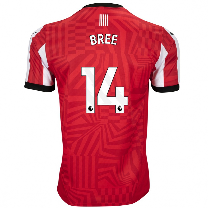 Férfi Labdarúgás James Bree #14 Piros Fehér Hazai Jersey 2024/25 Mez Póló Ing