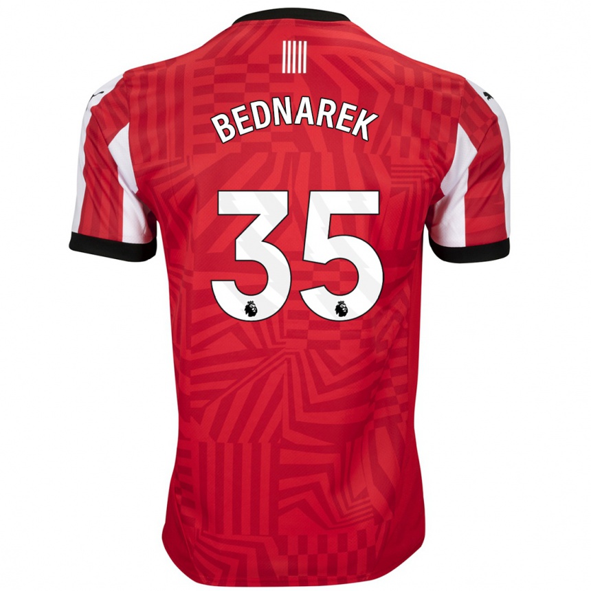 Férfi Labdarúgás Jan Bednarek #35 Piros Fehér Hazai Jersey 2024/25 Mez Póló Ing