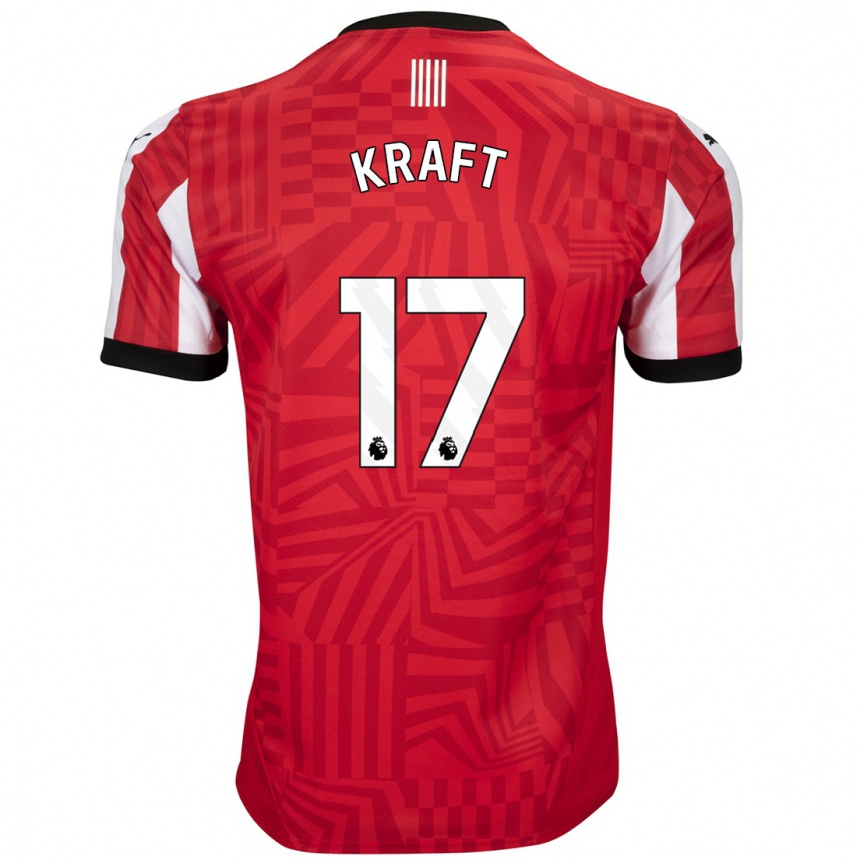 Férfi Labdarúgás Emily Kraft #17 Piros Fehér Hazai Jersey 2024/25 Mez Póló Ing