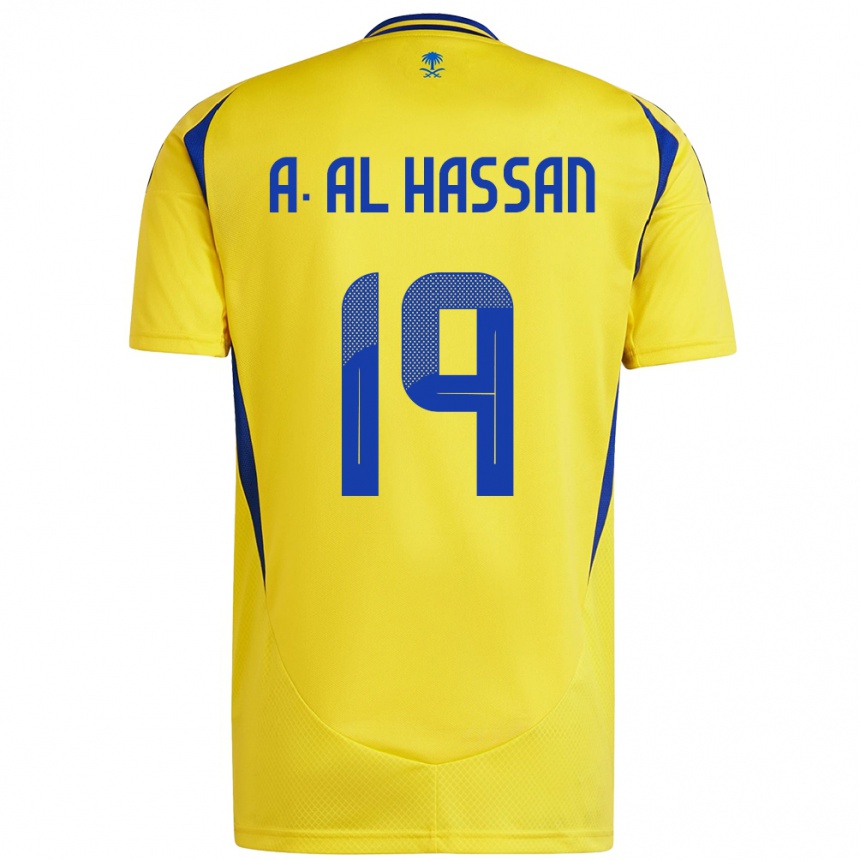 Férfi Labdarúgás Ali Al-Hassan #19 Sárga Kék Hazai Jersey 2024/25 Mez Póló Ing