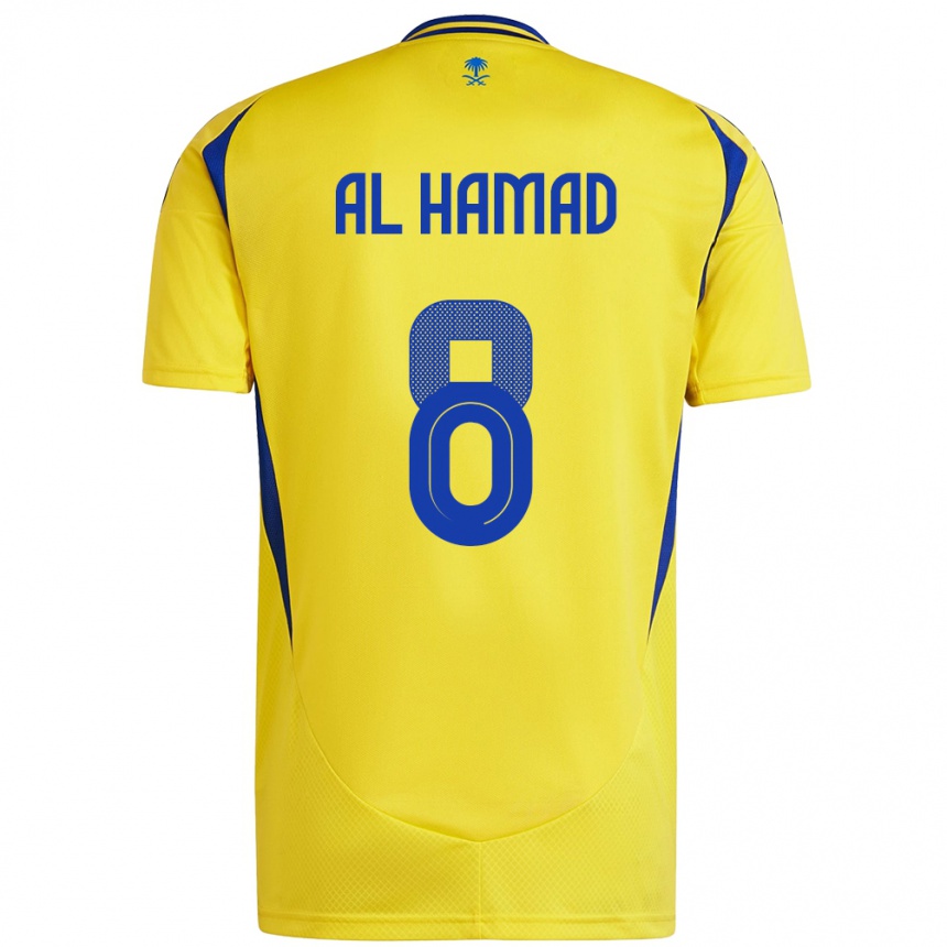 Férfi Labdarúgás Sara Al-Hamad #8 Sárga Kék Hazai Jersey 2024/25 Mez Póló Ing