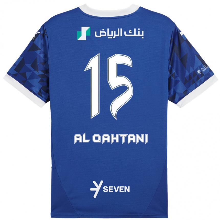 Férfi Labdarúgás Mohammed Al-Qahtani #15 Sötétkék Fehér Hazai Jersey 2024/25 Mez Póló Ing