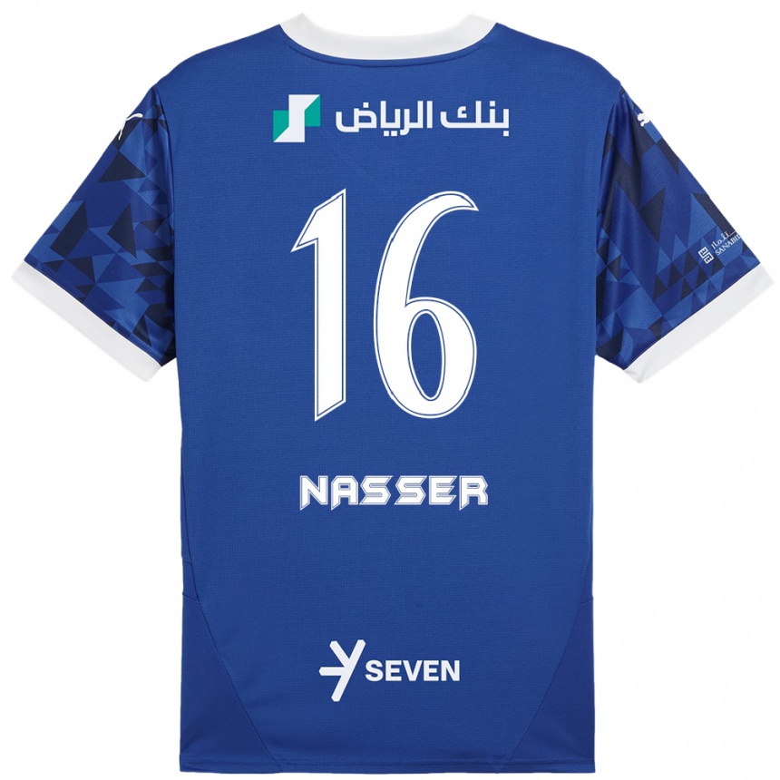 Férfi Labdarúgás Nasser Al-Dawsari #16 Sötétkék Fehér Hazai Jersey 2024/25 Mez Póló Ing