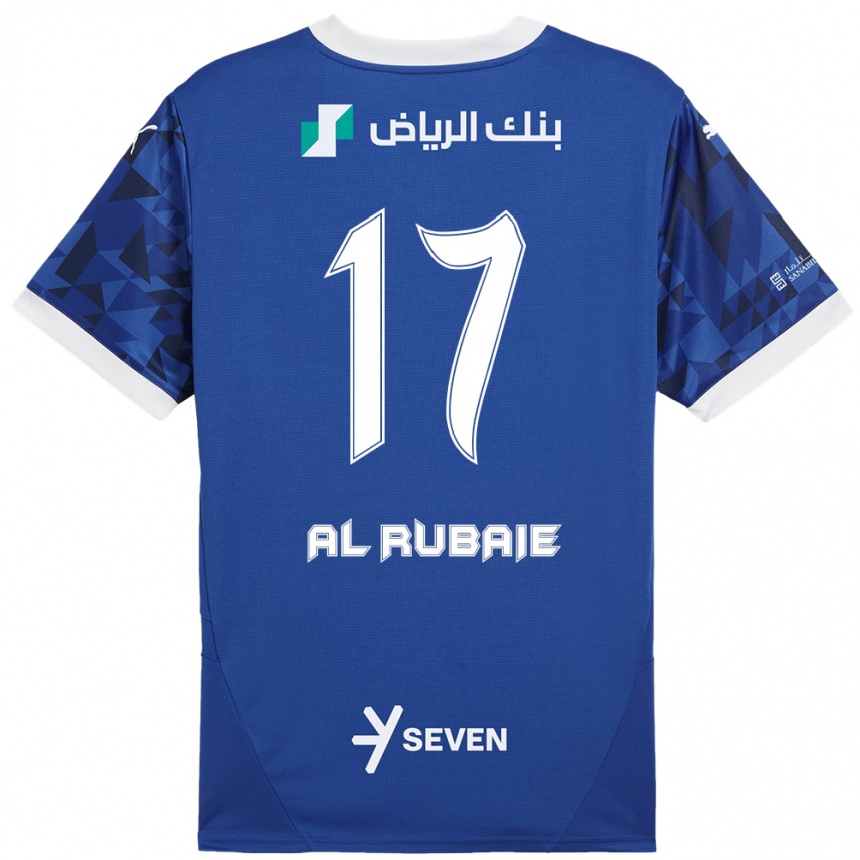 Férfi Labdarúgás Mohammed Al-Rubaie #17 Sötétkék Fehér Hazai Jersey 2024/25 Mez Póló Ing