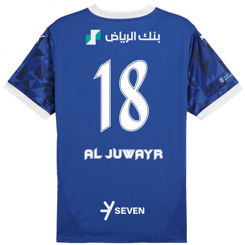 Férfi Labdarúgás Musab Al-Juwayr #18 Sötétkék Fehér Hazai Jersey 2024/25 Mez Póló Ing