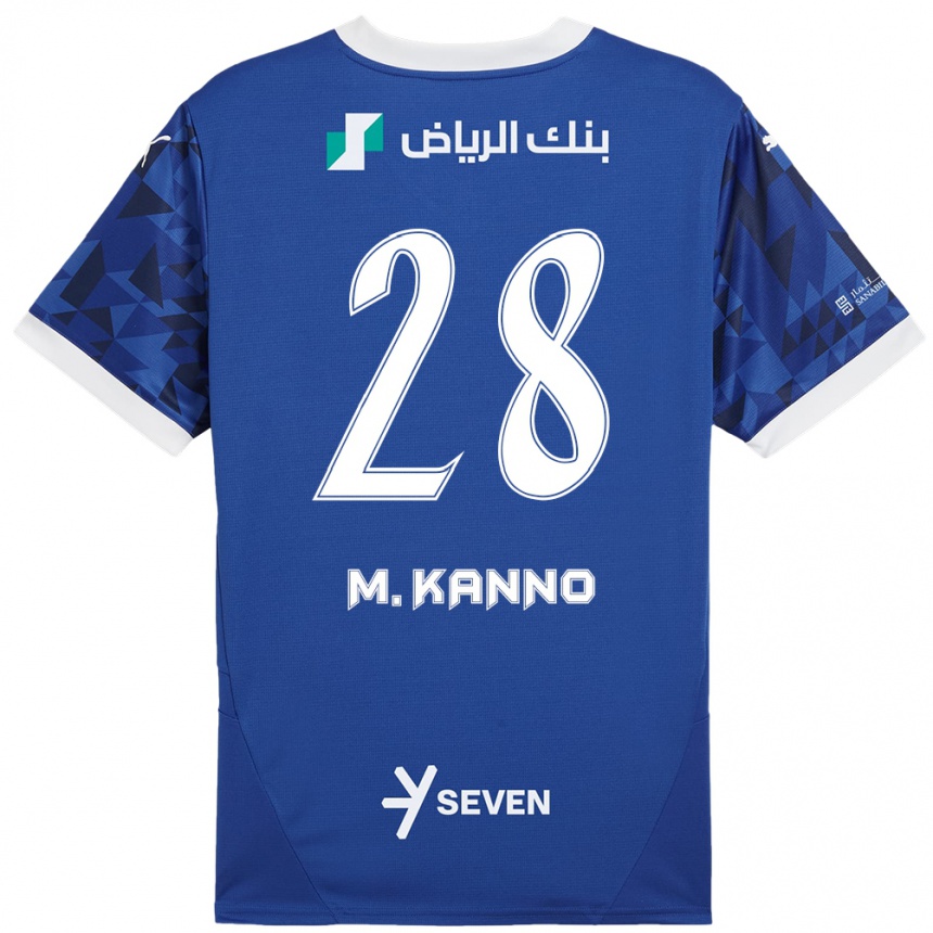 Férfi Labdarúgás Mohamed Kanno #28 Sötétkék Fehér Hazai Jersey 2024/25 Mez Póló Ing