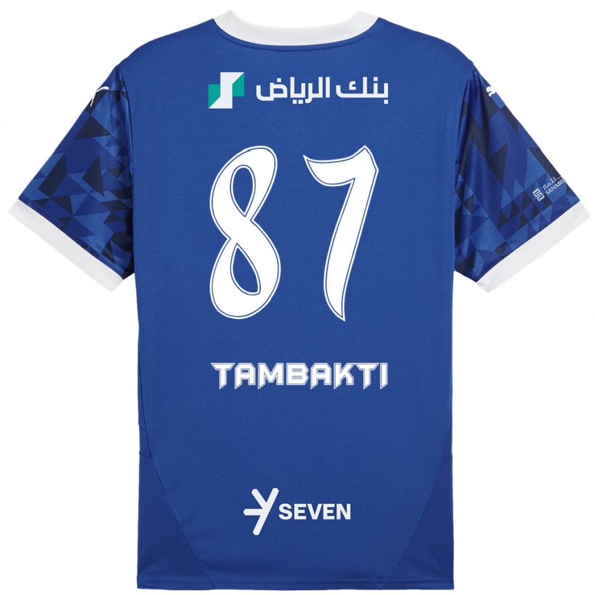 Férfi Labdarúgás Hassan Tambakti #87 Sötétkék Fehér Hazai Jersey 2024/25 Mez Póló Ing