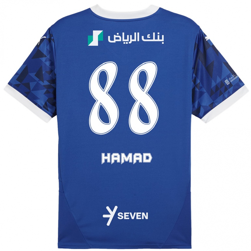 Férfi Labdarúgás Hamad Al-Yami #88 Sötétkék Fehér Hazai Jersey 2024/25 Mez Póló Ing