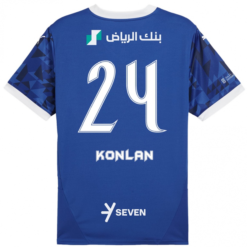 Férfi Labdarúgás Cynthia Konlan #24 Sötétkék Fehér Hazai Jersey 2024/25 Mez Póló Ing