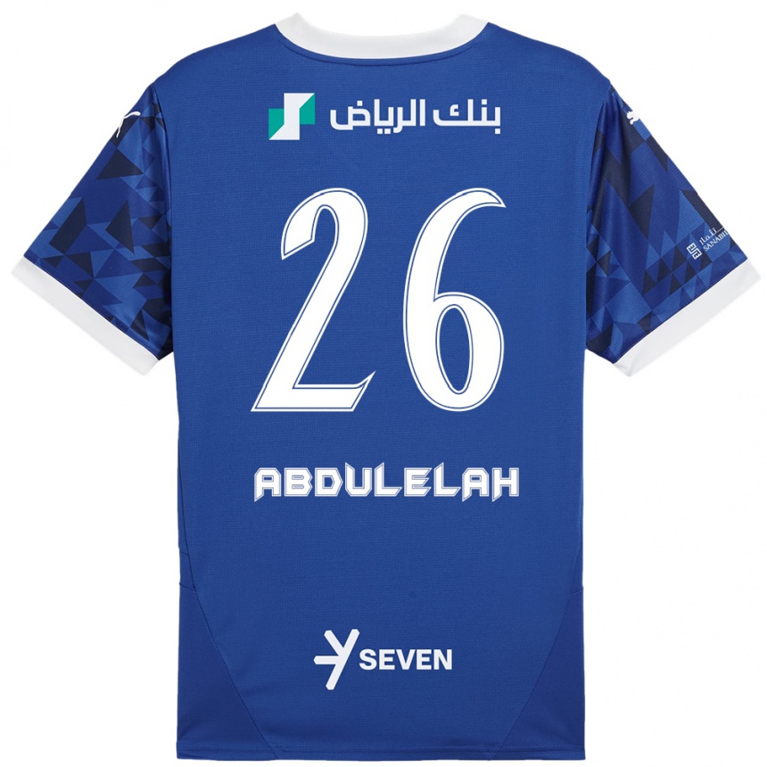 Férfi Labdarúgás Abdulelah Al-Malki #26 Sötétkék Fehér Hazai Jersey 2024/25 Mez Póló Ing